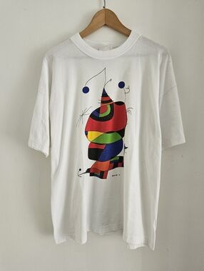 Vintage Joan Miro Art Shirt Extra Large Abstract Surrealist Painting 80s 90s